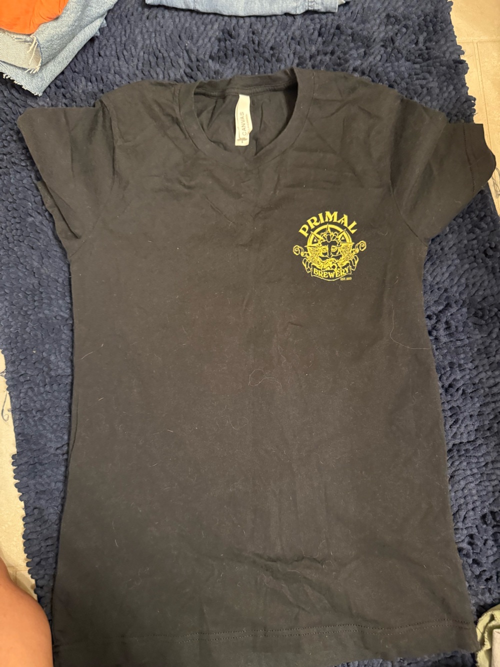 H&M Black Short Sleeve Tee with Yellow Primal Brewery Emblem